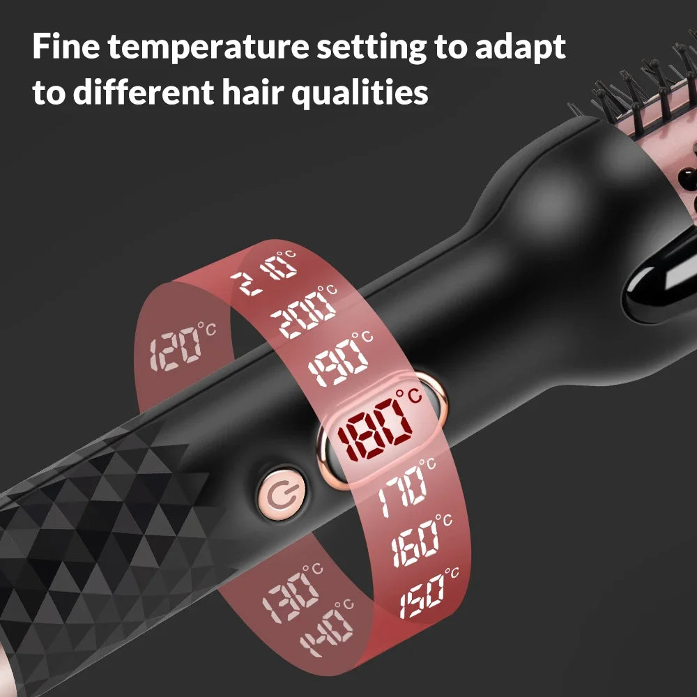 3 in 1 Thermal Curling Brush 1.5 Inch Volumizing Hot Iron Ionic Hair Straightener Travel-Friendly Styling Comb